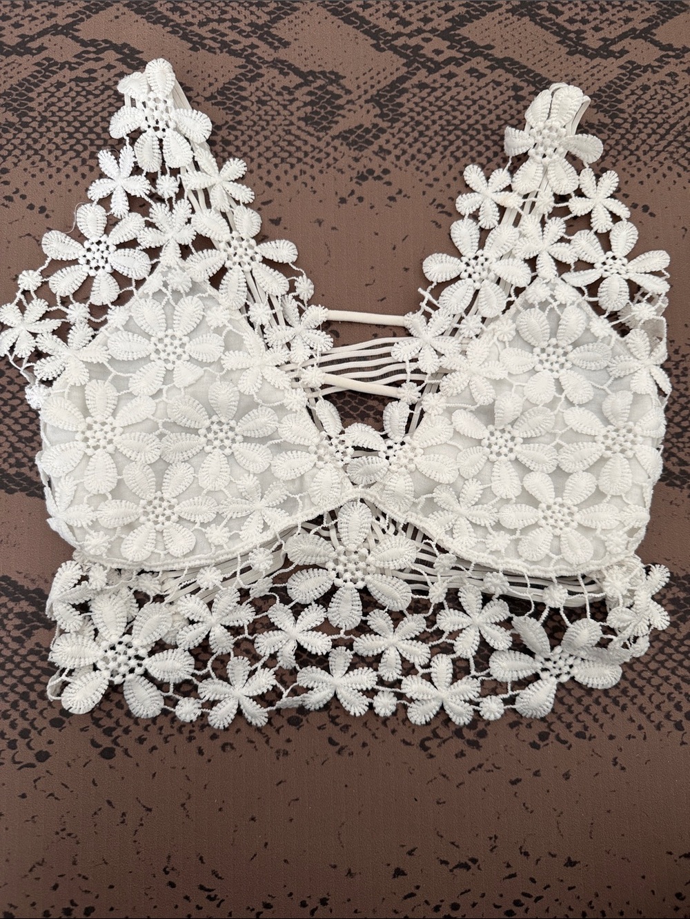 White Floral Crochet Bralette - Women